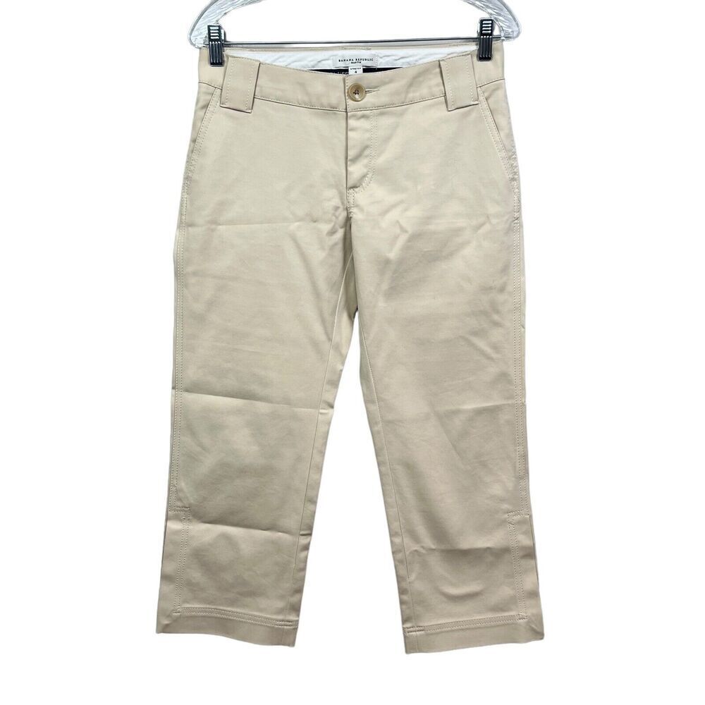 Banana Republic Pants Martin Crop Chino Stretch Slit Ankle Hem Beige Women Sz 4*